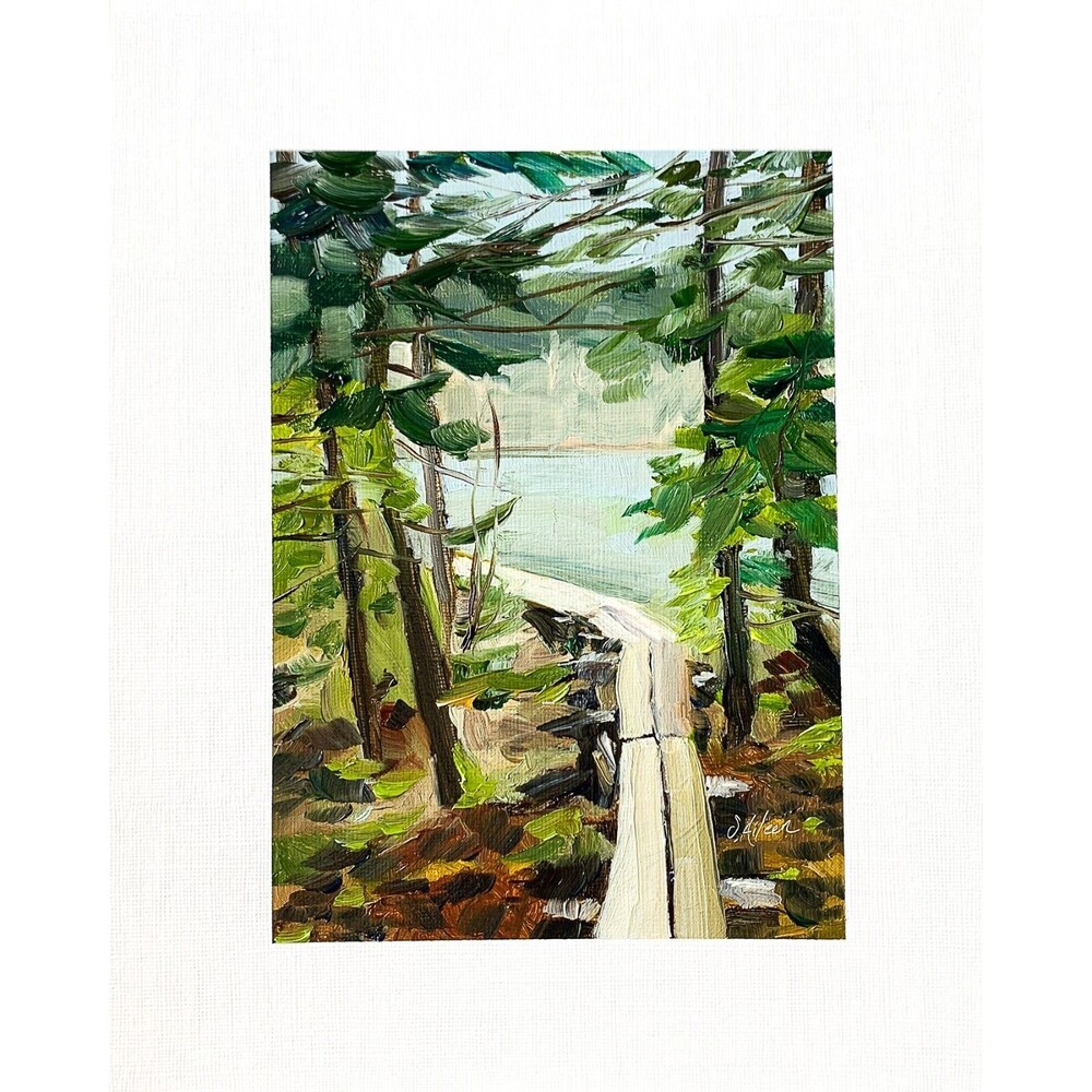 8x10 Maine Original Oil Painting Landscape Jordan Pond Impressionist Art Signed